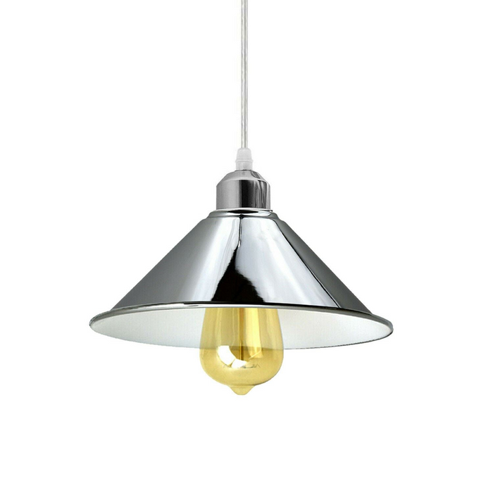 Modern Industrial Chrome 3 Way Ceiling Pendant Light Metal Cone Shape Shade Indoor Hanging Lighting For Bedroom, Dining Room, Living Room