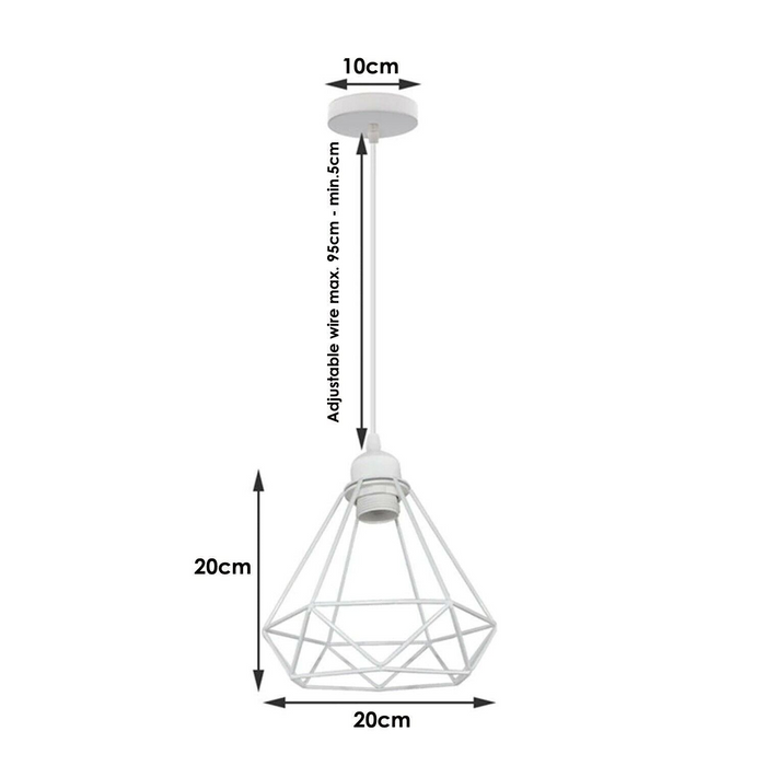 Retro industriële witte diamanten kooi plafond hanglamp hangende binnenverlichting