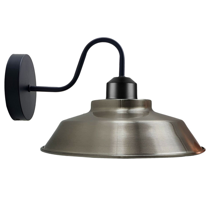 Retro Industrial Wall Lights Fittings E27 Indoor Sconce Metal Bowl Shape Shade For Basement, Bedroom, Home Office