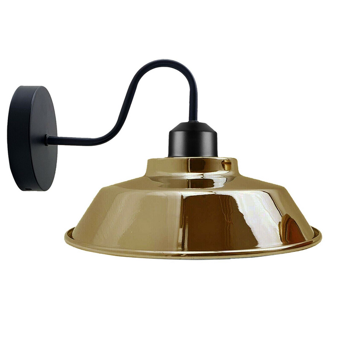 Retro Industrial Wall Lights Fittings E27 Indoor Sconce Metal Bowl Shape Shade For Basement, Bedroom, Home Office