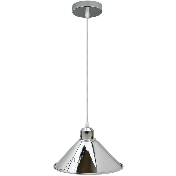 Moderne industriële loft chroom plafond hanglamp metalen kegelvorm schaduw binnen hangende armatuur voor kelder, slaapkamer, serre