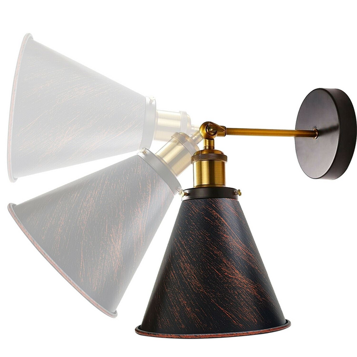 Vintage Industrial Wall Light Fitting Metal Cone Shape Shade Indoor