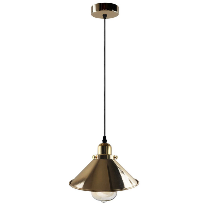 Modern Industrial French Gold Hanging Ceiling Pendant Light Metal Cone Shape Indoor Lighting For Bed Room, Kitchen, Living Room