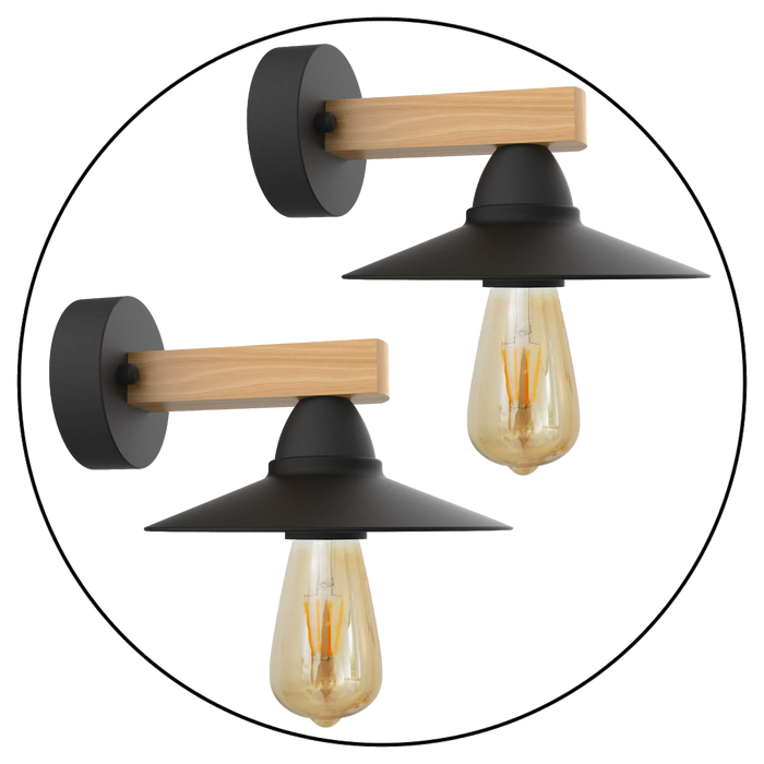 2 Pack Black Retro Wall Light Black Lamp Fixtures