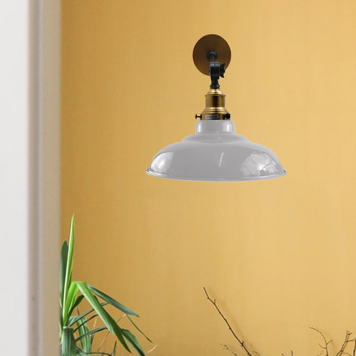 Witte kap met verstelbare bochtige zwenkarm wandlamp industriële wandkandelaar in loftstijl