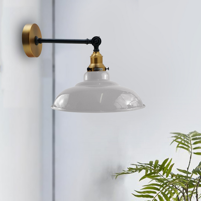 White Shade With Adjustable Curvy Swing Arm Wall Light Fixture Loft Style Industrial Wall Sconce