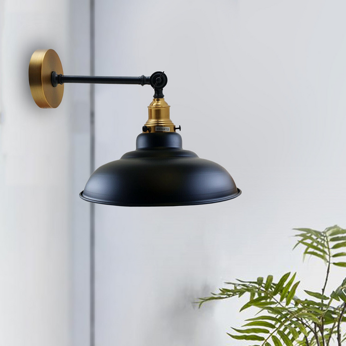 Zwarte kap met verstelbare bochtige zwenkarm wandlamp industriële wandkandelaar in loftstijl