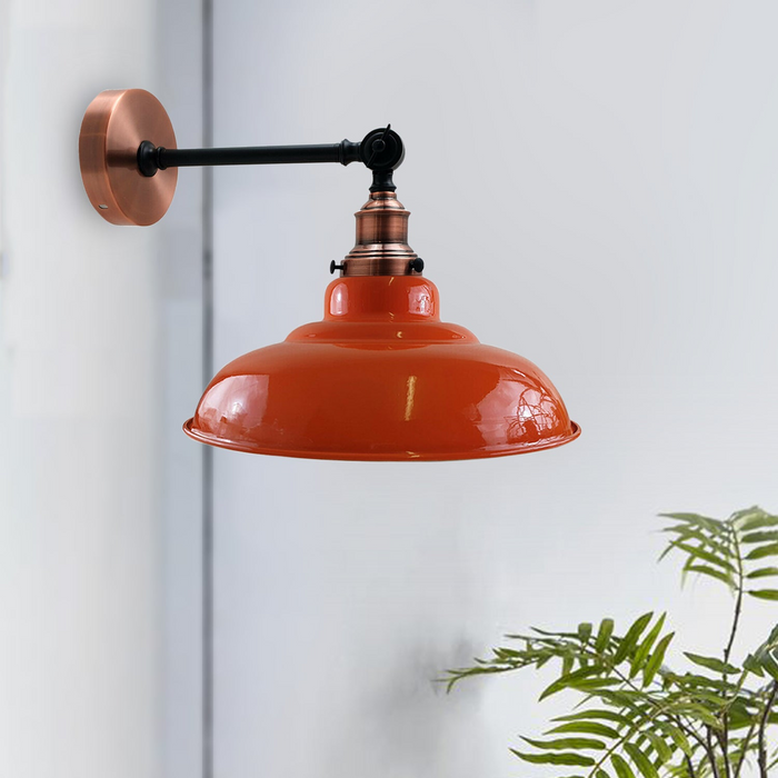 Oranje kap met verstelbare bochtige zwenkarm wandlamp industriële wandkandelaar in loftstijl