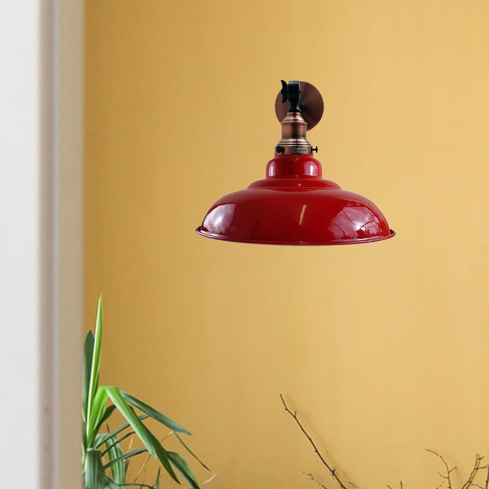 Red Shade With Adjustable Curvy Swing Arm Wall Light Fixture Loft Style Industrial Wall Sconce