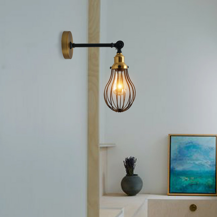 Brushed Copper Wall Light Fitting Metal Big Vase Shape Shade Sconce Indoor Light Fittings