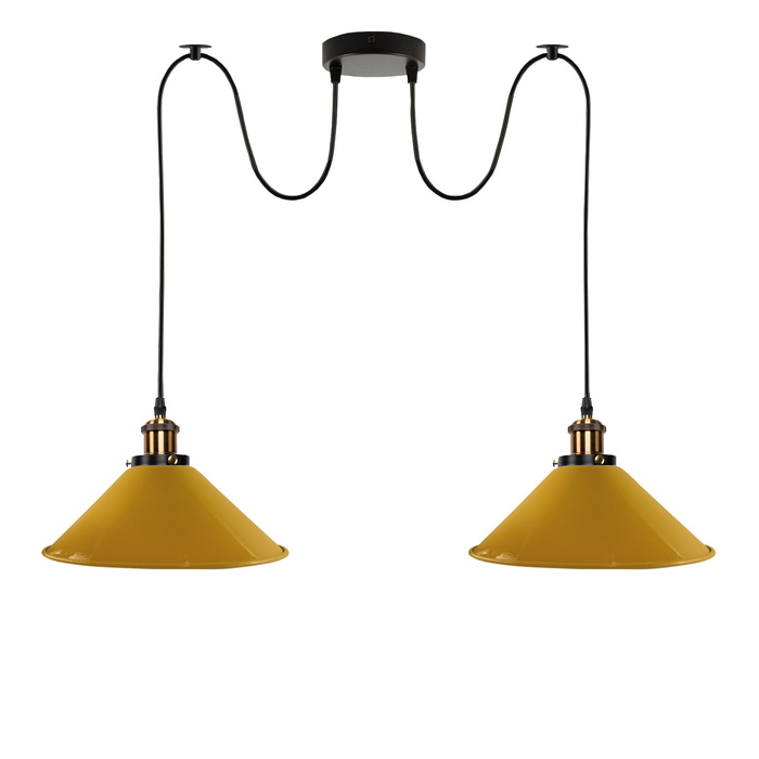 Geel 2-weg retro industrieel plafond E27 hanglamp hanglamp