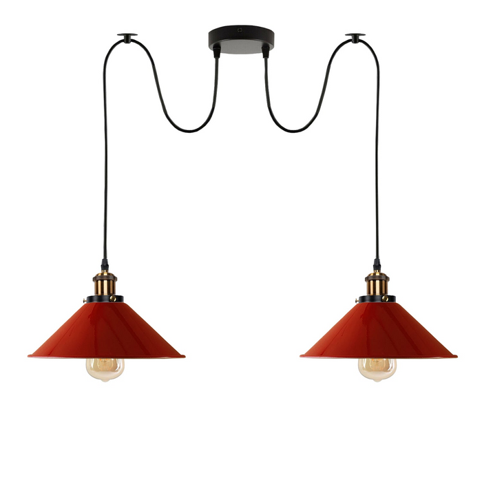 Rode 2-weg retro industriële plafondlamp E27 hanglamp