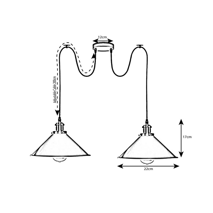 Satin Nickel 2 Way Retro Industrial Ceiling E27 Hanging Lamp Pendant Light