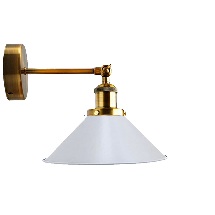 Wall Sconce With Yellow Brass with white Cone Shape Shade