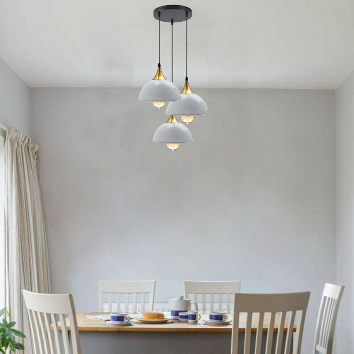 White 3 Way Vintage Industrial Metal Lampshade Modern Hanging Retro Ceiling Pendant Lights