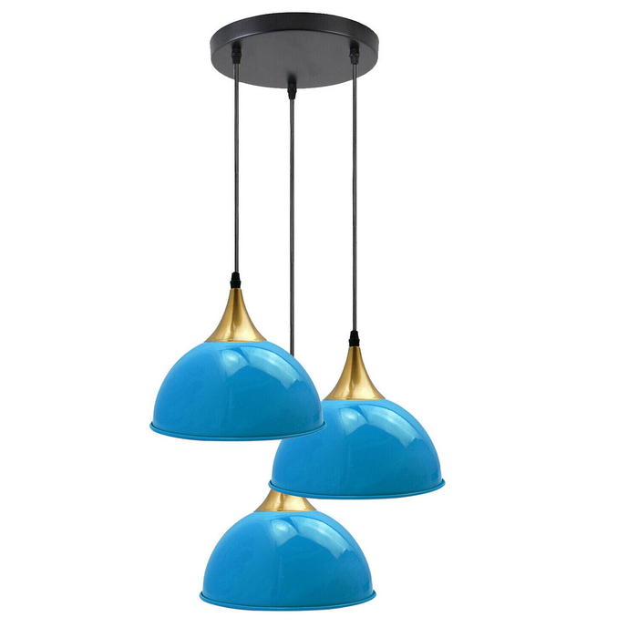 Blauwe 3-weg vintage industriële metalen lampenkap moderne hangende retro plafondhanglampen