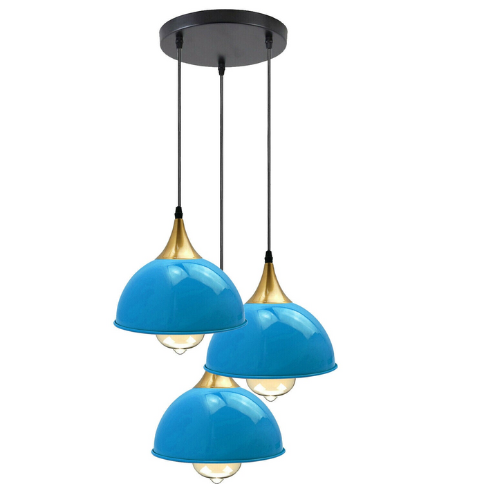 Blauwe 3-weg vintage industriële metalen lampenkap moderne hangende retro plafondhanglampen