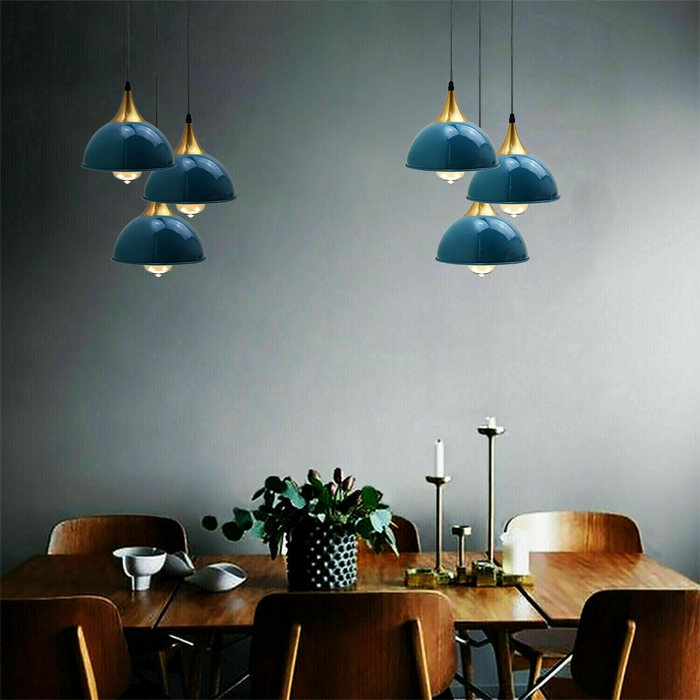 Navy Blue 3 Way Vintage Industrial Metal Lampshade Modern Hanging Retro Ceiling Pendant Lights