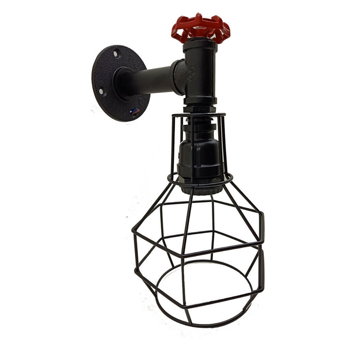 Black Modern Industrial Retro Vintage Style Pipe Cage Wall Light Wall Lamp Fixture