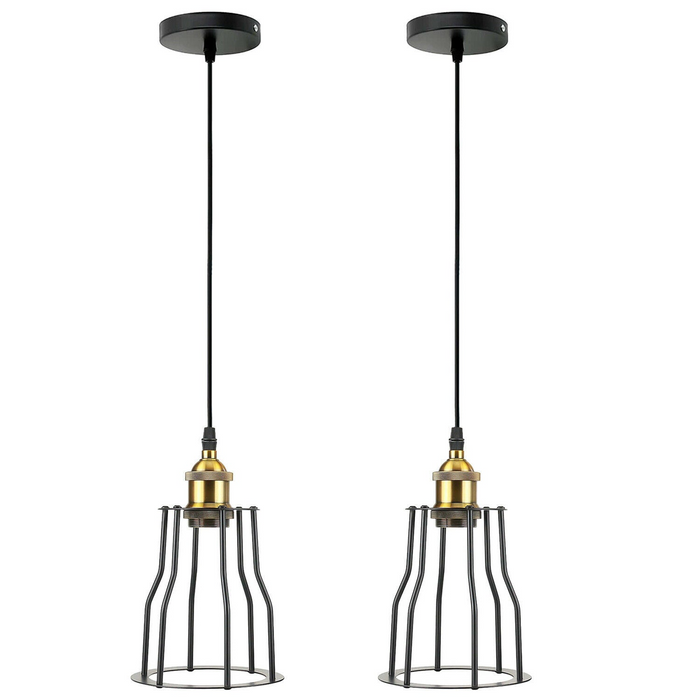 2 Pack Vintage Industrial Modern Retro Loft Cage Ceiling Lamp Cage Pendant Lights