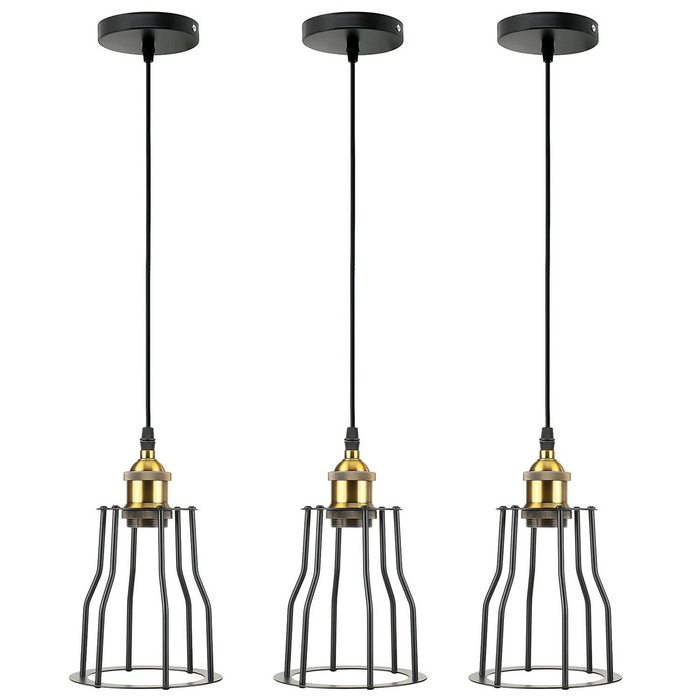 3 Pack Vintage Industrial Modern Retro Loft Cage Ceiling Lamp Cage Pendant Lights