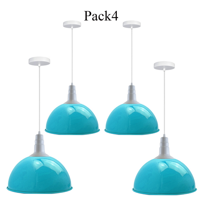 4 Pack Lampshade Vintage Industrial Metal Blue Ceiling Pendant Lights Shade