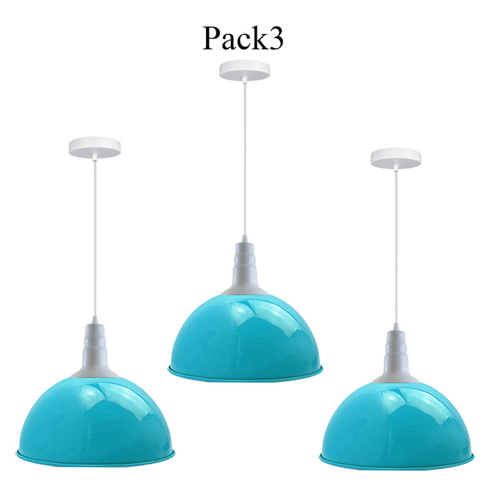 3-pack lampenkap vintage industriële metalen blauwe plafondhanglampen schaduw