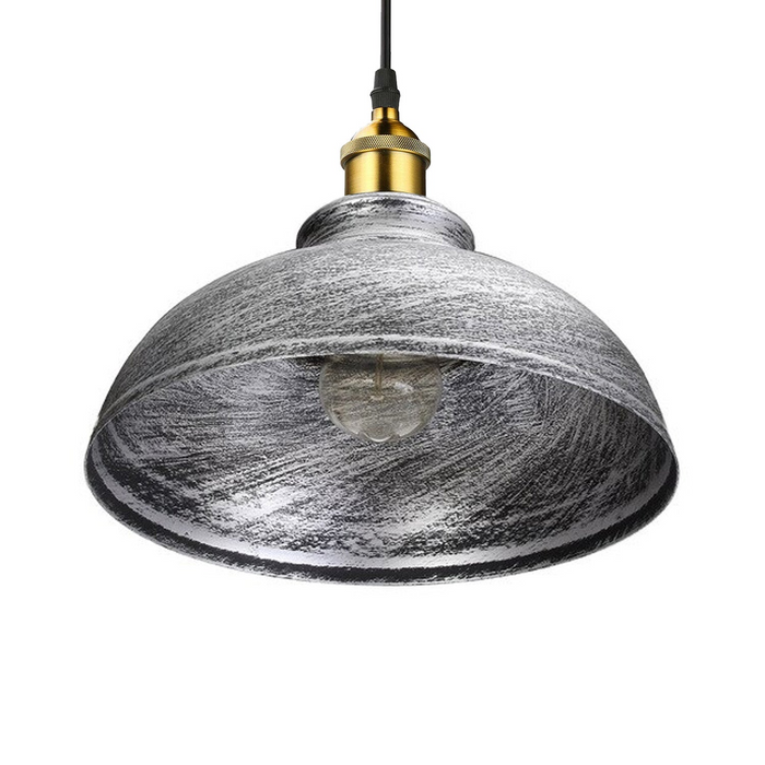 Set van 2 vintage industriële plafondhanglampen in retro loftstijl met metalen kap, zwarte lamp