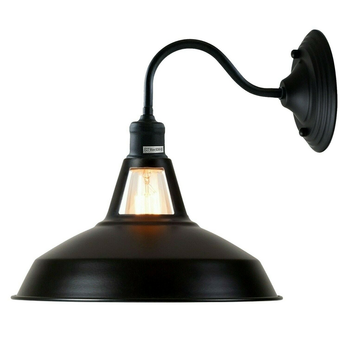 Vintage Retro Industrial Black Wall Light Shade Modern Style High Polished Wall Sconce