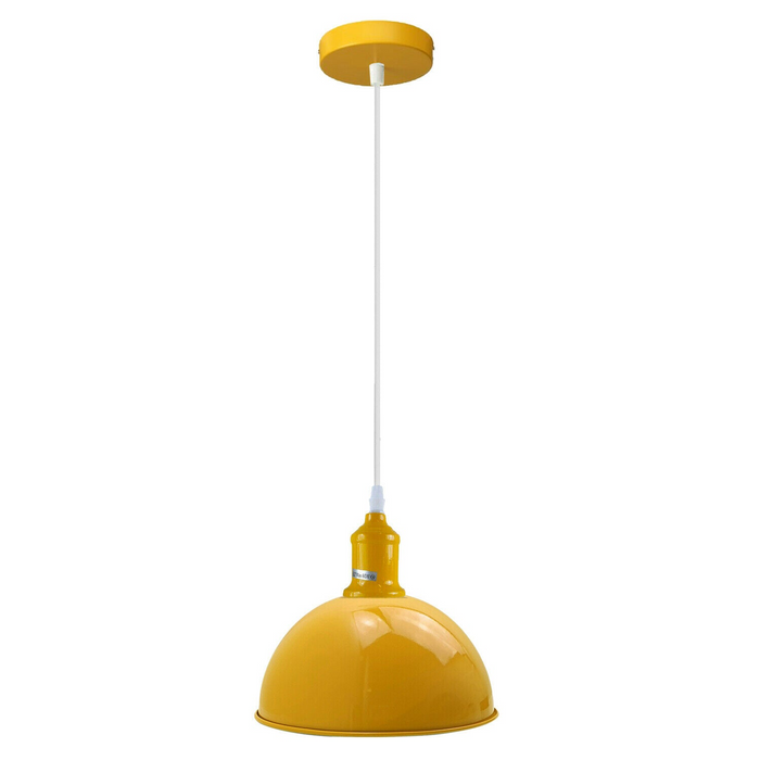 Modern Italian Yellow Chandelier Vintage Pendant Light Shade Industrial Hanging Ceiling Lighting Ideal for Dining Room, Bar, Clubs and Restaurants E27 Base-Dome 30cm