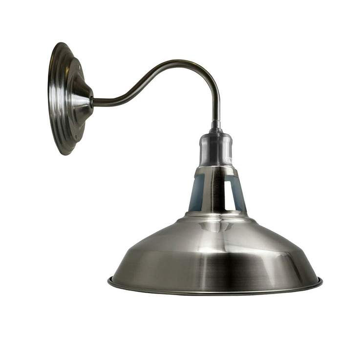 Vintage Retro Industrial Satin Nickel Wall Light Shade Modern Style High Polished Wall Sconce