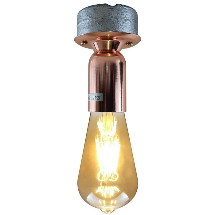 Modern Retro Industrial Vintage Ceiling Light Conduit Metal Flush Mount E27 Lamp