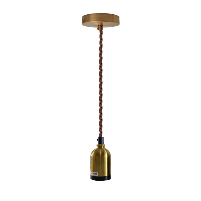 Moderne hanglamp stofdraad geel messing plafondrozet E27 hanglamp lamphouder