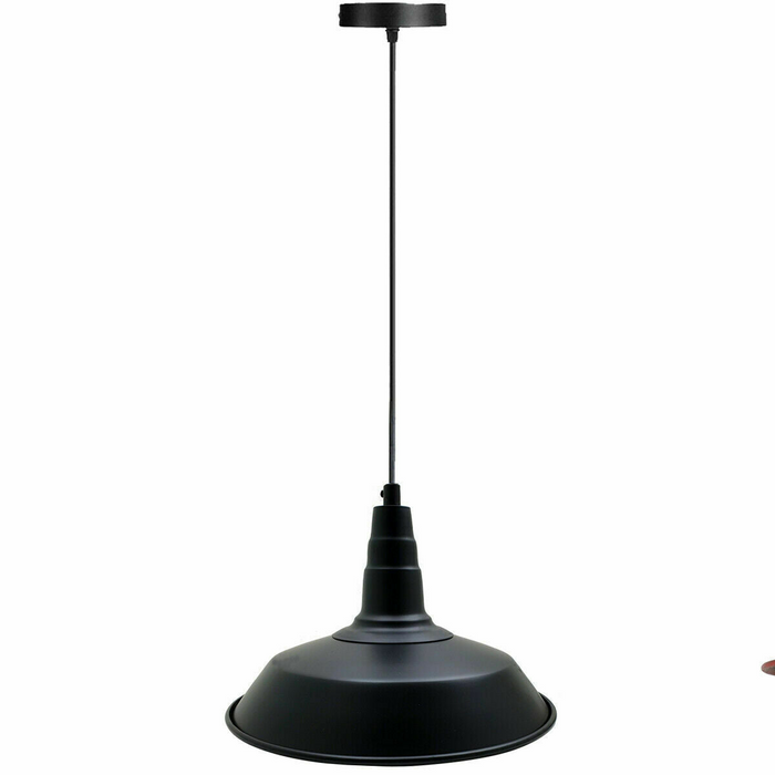 Industrial Vintage New Pendant Ceiling Light 260cm Bowl Shade Black E27Uk Holder