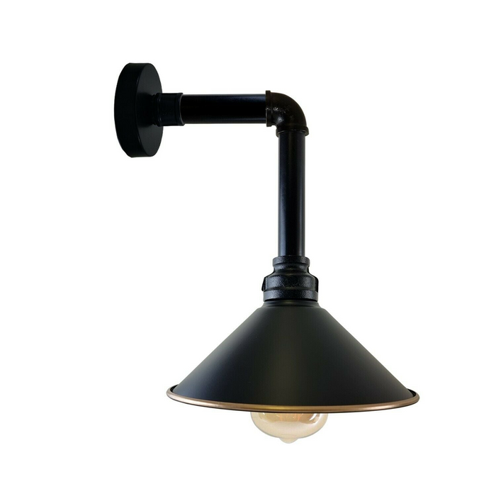 Industriële Vintage Retro Pipe Sconces Wandlamp koepel zwart Kap Modern E27 UK