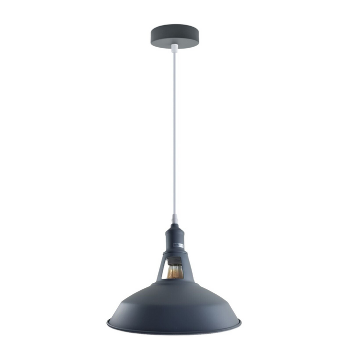 Industrial Vintage Modern Metal Retro  E27 Ceiling Grey Barn Slotted Pendant Shade