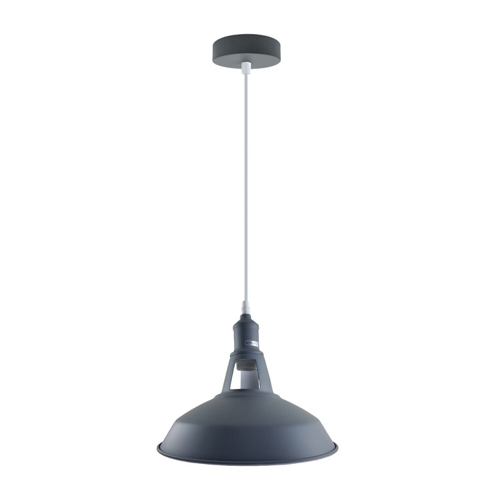 Industrial Vintage Modern Metal Retro  E27 Ceiling Grey Barn Slotted Pendant Shade