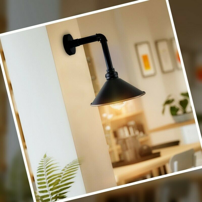 Industriële Vintage Retro Pipe Sconces Wandlamp koepel zwart Kap Modern E27 UK