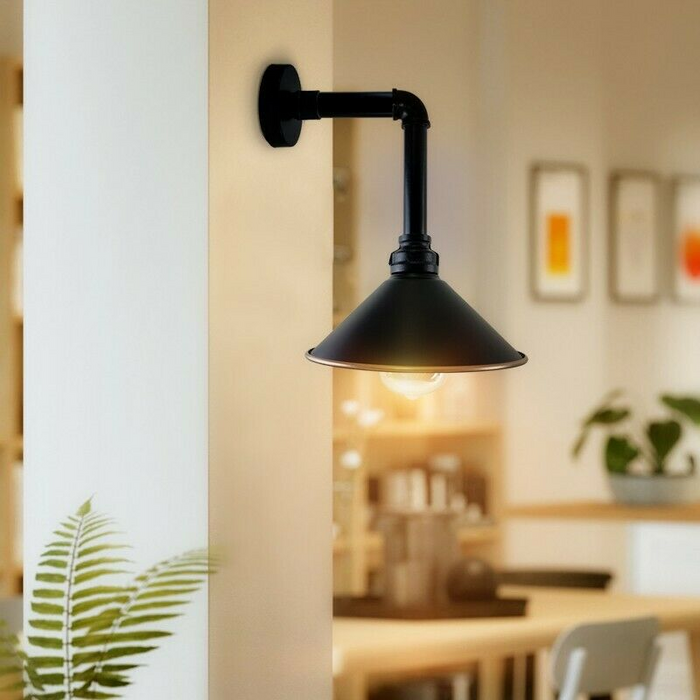 Industriële Vintage Retro Pipe Sconces Wandlamp koepel zwart Kap Modern E27 UK