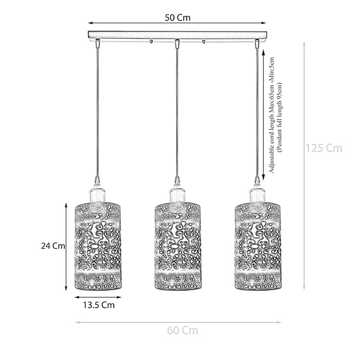 Industriële moderne 3-weg retro rustieke rode kooi plafond hangende hanglamp E27