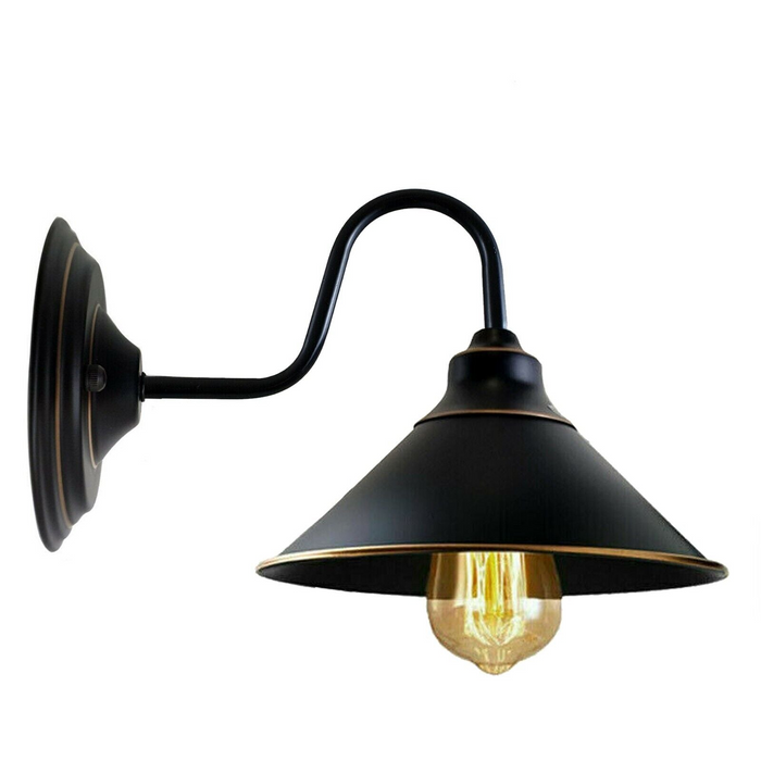 Industrial Vintage Metal  Black Wall Lamp E27 Uk Holder