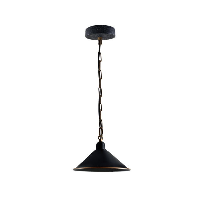 Vintage Metal Black Cone shaped pendant light fitting with chain