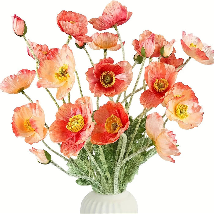 Artificial Poppy Flowers Bouquet – Silk Fake Flowers for Home Decor, Wedding, DIY Vase Accessories, and Garden Decoration