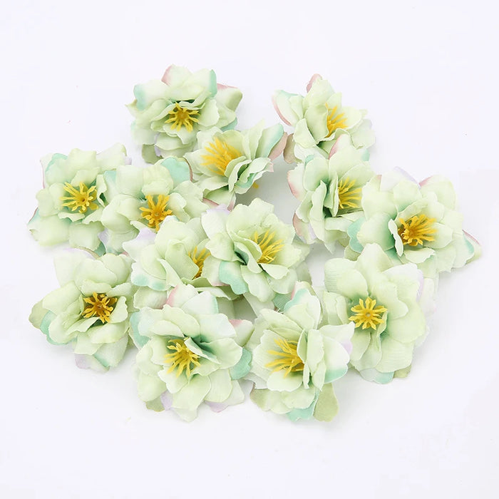 10PCS Artificial Silk Rose & Orchid Flower Heads – 5.5cm Decorative Flowers for DIY Wreaths, Wedding Decorations, and Home Craft Projects