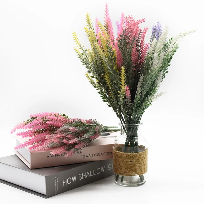 Plastic Lavender Bunch for Home Decor – Artificial Flower Vase for Wedding, Bridal Shower, and Indoor Decoration (37cm)