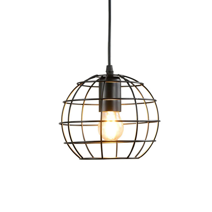 Retro Metal Chandelier – E27 Edison Pendant Light with Black Lampshade for Kitchen, Restaurant, Café, and Living Room