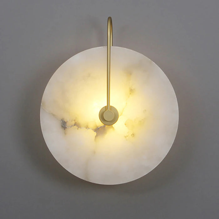 Modern Art Deco LED Wall Lamp – Stone and Metal Wall-Mounted Light for Bedroom, Foyer, or Loft