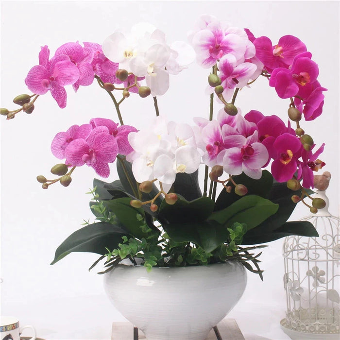 60CM Artificial Phalaenopsis Orchid – Real Touch Fake Flower with Leaves & Butterfly for Home & Wedding Decoration