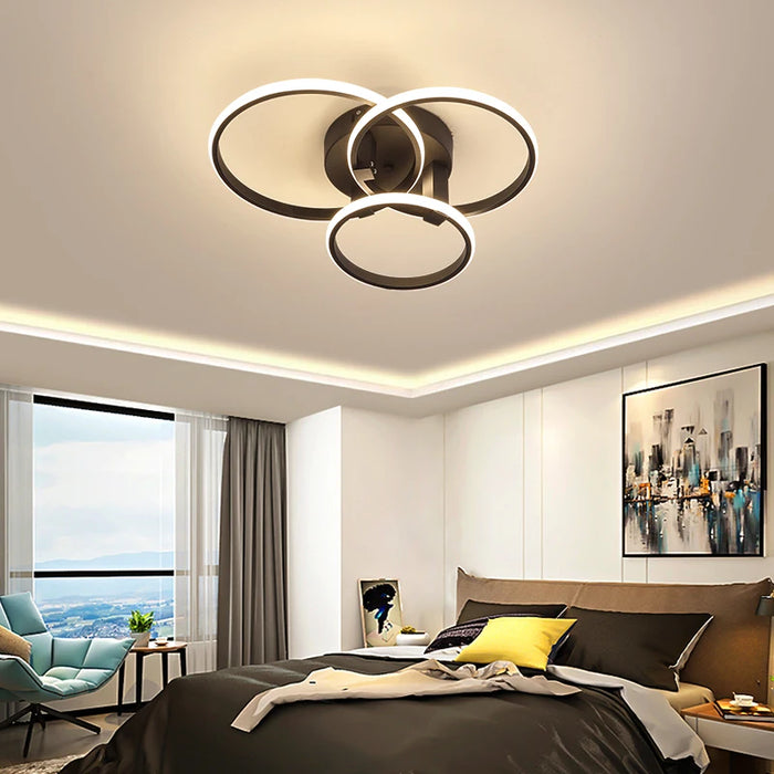 Modern LED Ceiling Light – Dimmable RC & APP Control, Circular Ring Design for Living Room, Bedroom, Kitchen & Dining Room