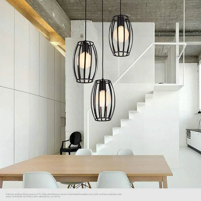 Retro Geometric Hanging Light – Metal Flush Mount Pendant Lamp for Home Decor, Modern Vintage Ceiling Down Light with E27 Base